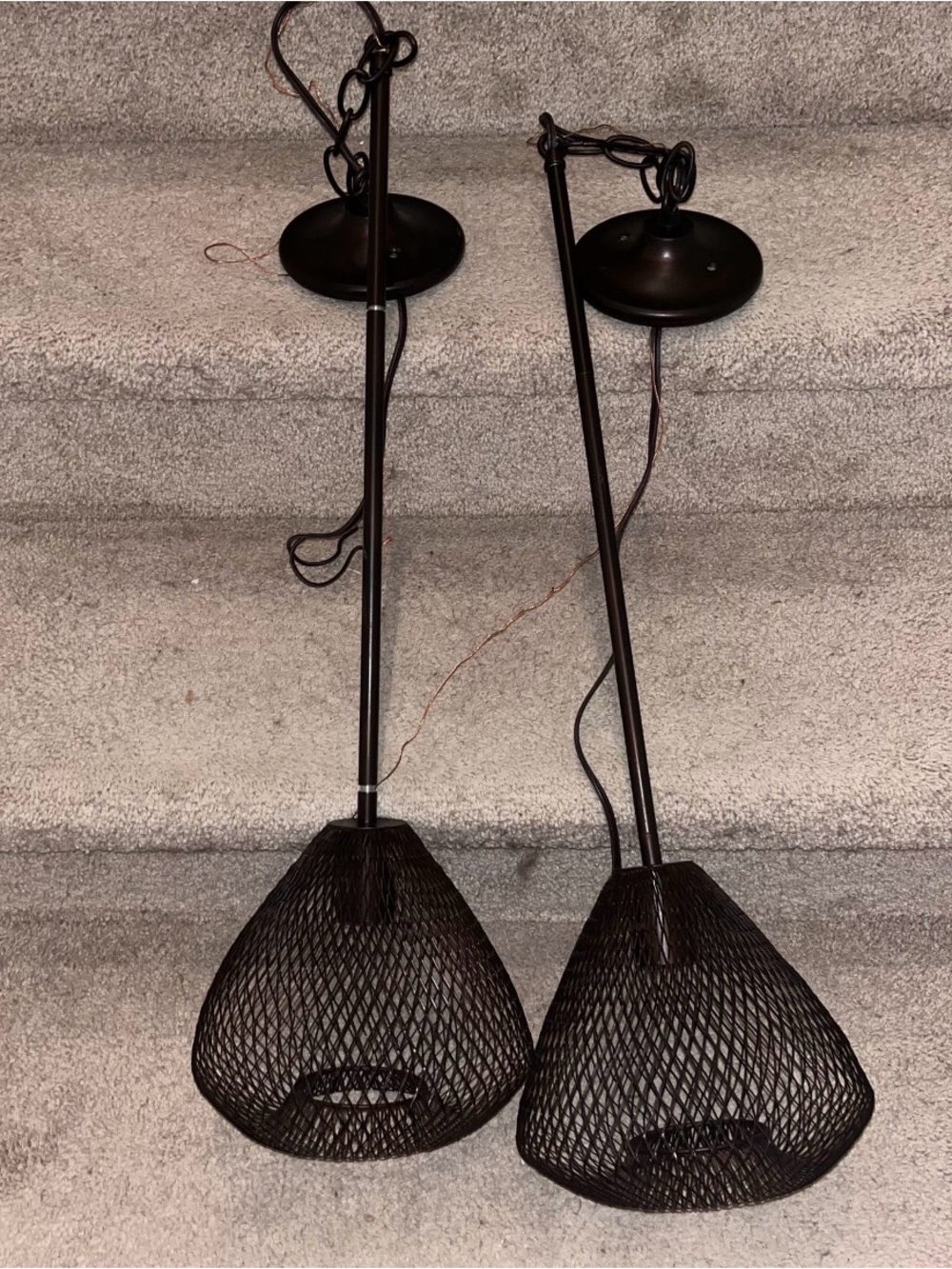 set of 2 metal hanging lamps kitchen or dining room 3ft